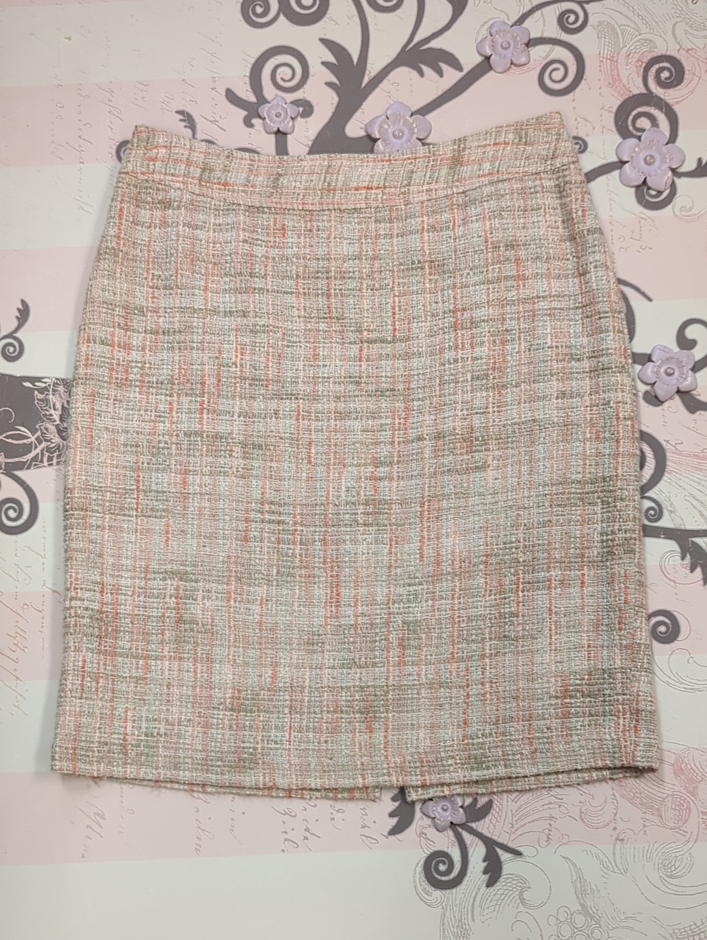 Liz Claiborne Pastel Tweed Pencil Skirt in Pink and Cream
